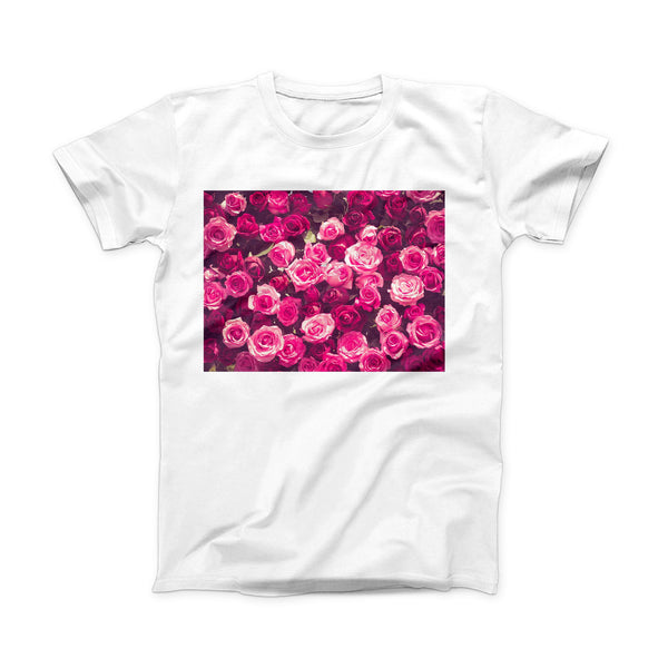 The Vibrant Pink Vintage Rose Field ink-Fuzed Front Spot Graphic Unisex Soft-Fitted Tee Shirt