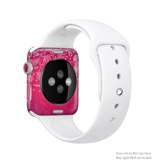 The Vibrant Pink & White Branch Illustration Full-Body Skin Kit for the Apple Watch
