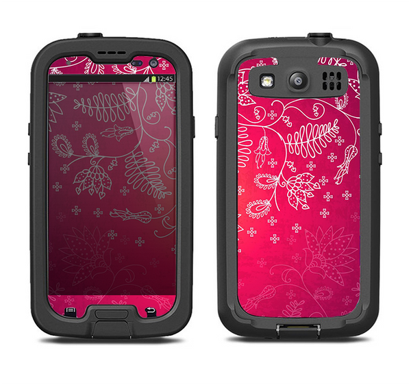 The Vibrant Pink & White Branch Illustration Samsung Galaxy S3 LifeProof Fre Case Skin Set