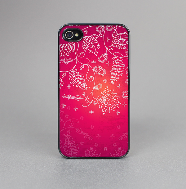 The Vibrant Pink & White Branch Illustration Skin-Sert for the Apple iPhone 4-4s Skin-Sert Case