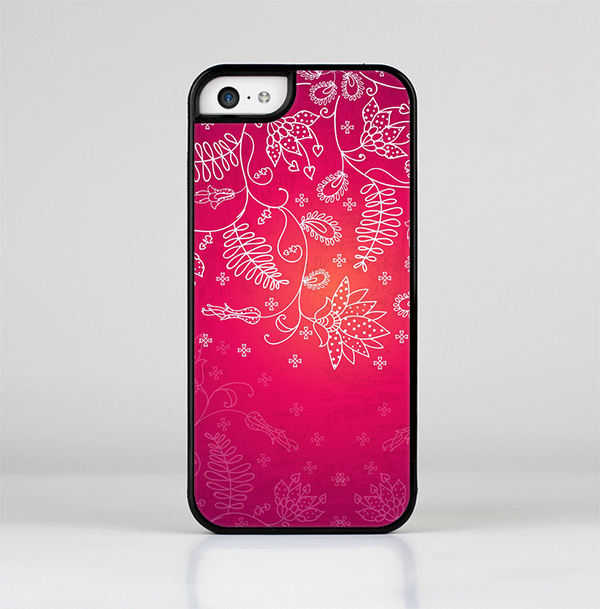 The Vibrant Pink & White Branch Illustration Skin-Sert Case for the Apple iPhone 5c