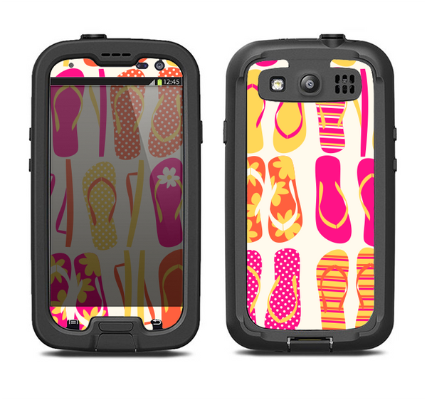 The Vibrant Pink & Yellow Flip-Flop Vector Samsung Galaxy S3 LifeProof Fre Case Skin Set