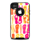 The Vibrant Pink & Yellow Flip-Flop Vector Skin for the iPhone 4-4s OtterBox Commuter Case