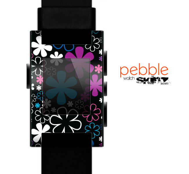 The Vibrant Pink & Blue Vector Floral Skin for the Pebble SmartWatch