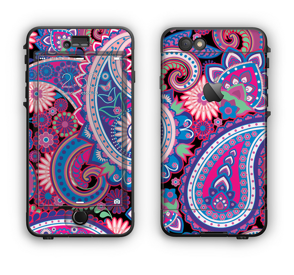 The Vibrant Purple Paisley V5 Apple iPhone 6 LifeProof Nuud Case Skin Set