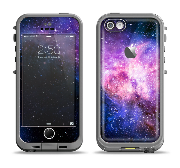 The Vibrant Purple and Blue Nebula Apple iPhone 5c LifeProof Fre Case Skin Set