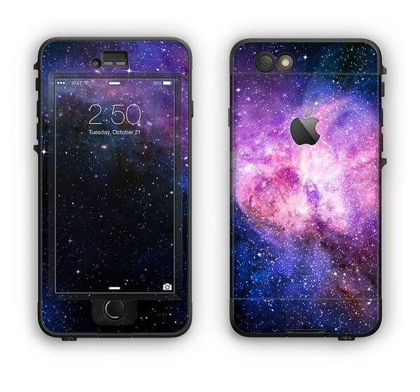 The Vibrant Purple and Blue Nebula Apple iPhone 6 LifeProof Nuud Case Skin Set