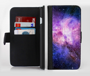 The Vibrant Purple and Blue Nebula Ink-Fuzed Leather Folding Wallet Credit-Card Case for the Apple iPhone 6/6s, 6/6s Plus, 5/5s and 5c