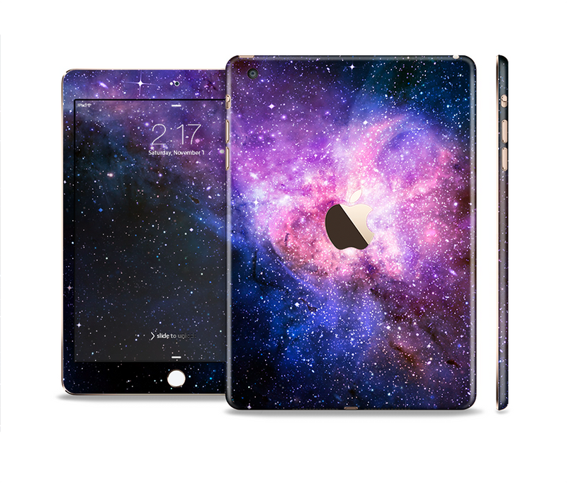 The Vibrant Purple and Blue Nebula Full Body Skin Set for the Apple iPad Mini 3