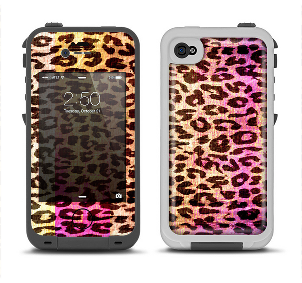 The Vibrant Striped Cheetah Animal Print Apple iPhone 4-4s LifeProof Fre Case Skin Set