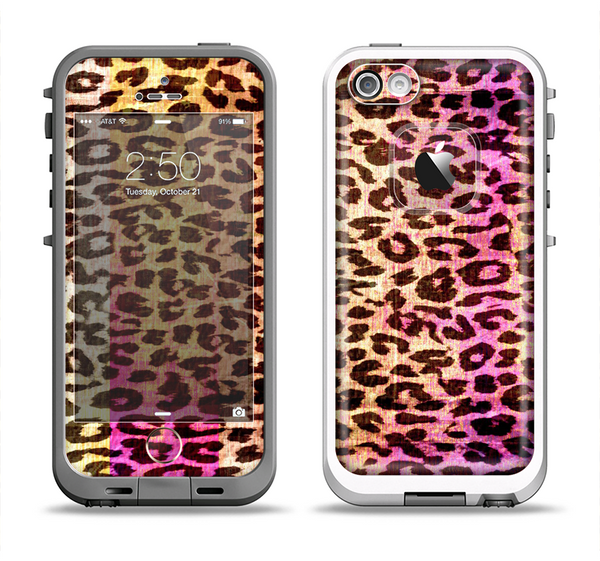 The Vibrant Striped Cheetah Animal Print Apple iPhone 5-5s LifeProof Fre Case Skin Set