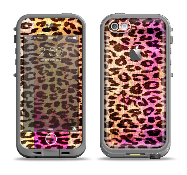The Vibrant Striped Cheetah Animal Print Apple iPhone 5c LifeProof Fre Case Skin Set