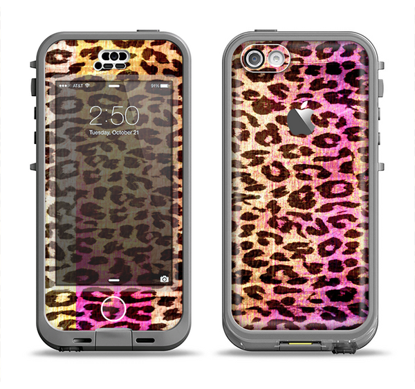 The Vibrant Striped Cheetah Animal Print Apple iPhone 5c LifeProof Nuud Case Skin Set