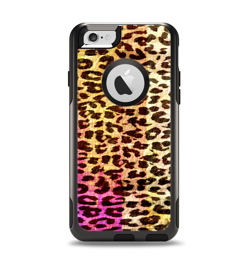 The Vibrant Striped Cheetah Animal Print Apple iPhone 6 Otterbox Commuter Case Skin Set