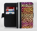 The Vibrant Striped Cheetah Animal Print Ink-Fuzed Leather Folding Wallet Credit-Card Case for the Apple iPhone 6/6s, 6/6s Plus, 5/5s and 5c