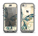 The Vibrant Tan & Blue Butterfly Outline Apple iPhone 5c LifeProof Nuud Case Skin Set