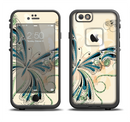 The Vibrant Tan & Blue Butterfly Outline Apple iPhone 6/6s LifeProof Fre Case Skin Set