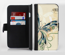 The Vibrant Tan & Blue Butterfly Outline Ink-Fuzed Leather Folding Wallet Credit-Card Case for the Apple iPhone 6/6s, 6/6s Plus, 5/5s and 5c