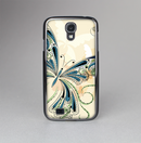The Vibrant Tan & Blue Butterfly Outline Skin-Sert Case for the Samsung Galaxy S4