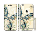 The Vibrant Tan & Blue Butterfly Outline Sectioned Skin Series for the Apple iPhone 6s Plus