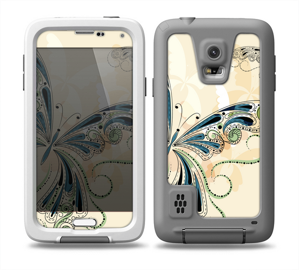 The Vibrant Tan & Blue Butterfly Outline copy Skin Samsung Galaxy S5 frē LifeProof Case