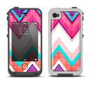 The Vibrant Teal & Colored Chevron Pattern V1 Apple iPhone 4-4s LifeProof Fre Case Skin Set