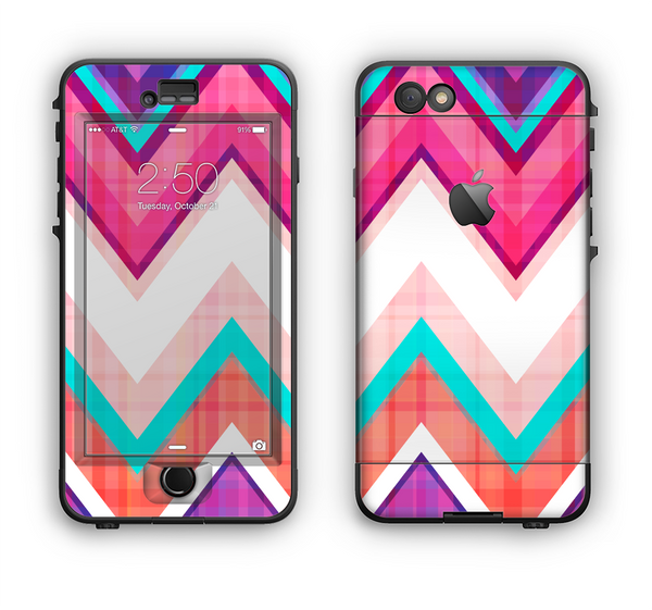 The Vibrant Teal & Colored Chevron Pattern V1 Apple iPhone 6 LifeProof Nuud Case Skin Set