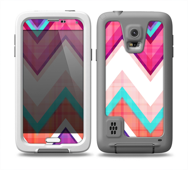The Vibrant Teal & Colored Chevron Pattern V1 Skin for the Samsung Galaxy S5 frē LifeProof Case