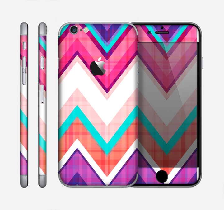 The Vibrant Teal & Colored Chevron Pattern V1 Skin for the Apple iPhone 6