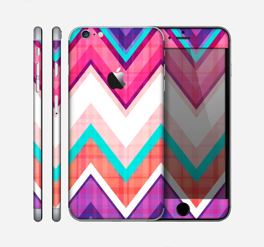 The Vibrant Teal & Colored Chevron Pattern V1 Skin for the Apple iPhone 6 Plus