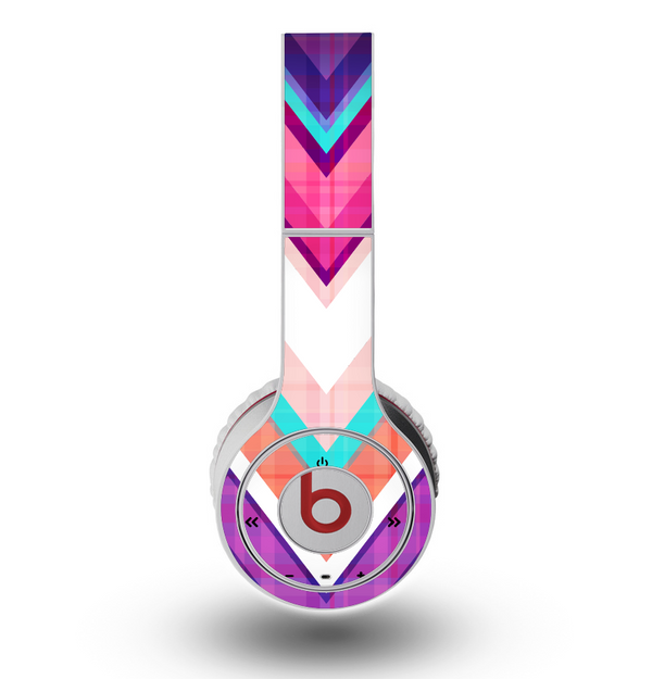 The Vibrant Teal & Colored Chevron Pattern V1 Skin for the Original Beats by Dre Wireless Headphones