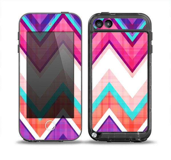 The Vibrant Teal & Colored Chevron Pattern V1 Skin for the iPod Touch 5th Generation frē LifeProof Case