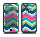 The Vibrant Teal & Colored Layered Chevron V3 Apple iPhone 6/6s Plus LifeProof Fre Case Skin Set