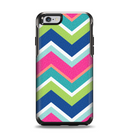 The Vibrant Teal & Colored Layered Chevron V3 Apple iPhone 6 Otterbox Symmetry Case Skin Set