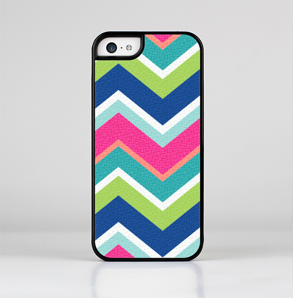 The Vibrant Teal & Colored Layered Chevron V3 Skin-Sert Case for the Apple iPhone 5c