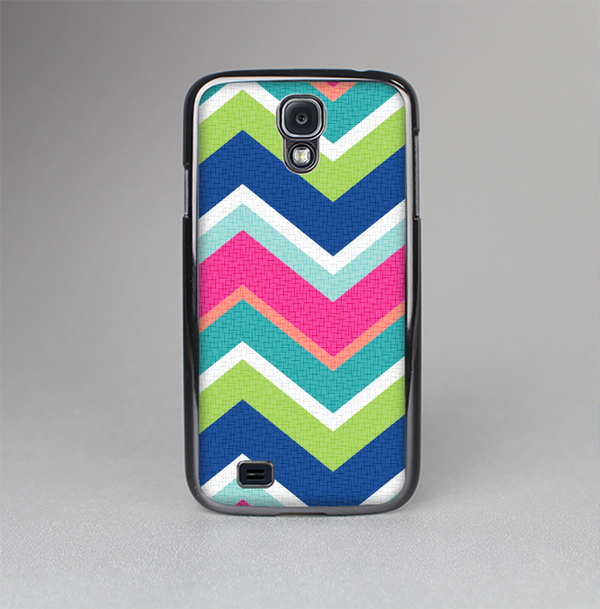 The Vibrant Teal & Colored Layered Chevron V3 Skin-Sert Case for the Samsung Galaxy S4