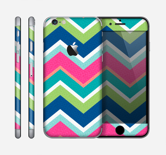 The Vibrant Teal & Colored Layered Chevron V3 Skin for the Apple iPhone 6