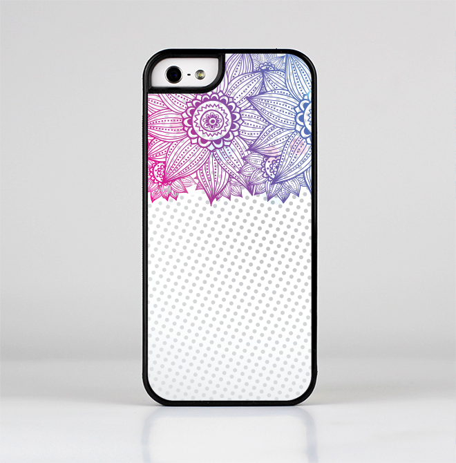 The Vibrant Vintage Polka & Sketch Pink-Blue Floral Skin-Sert Case for the Apple iPhone 5/5s