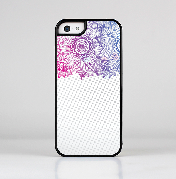 The Vibrant Vintage Polka & Sketch Pink-Blue Floral Skin-Sert Case for the Apple iPhone 5c