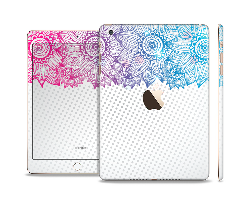The Vibrant Vintage Polka & Sketch Pink-Blue Floral Full Body Skin Set for the Apple iPad Mini 3