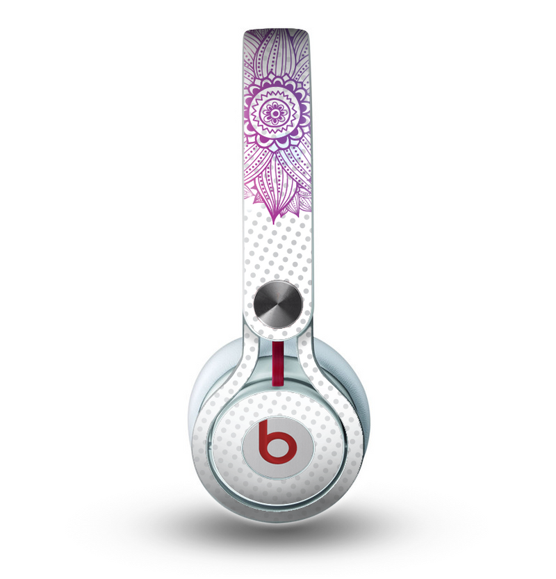 The Vibrant Vintage Polka & Sketch Pink-Blue Floral Skin for the Beats by Dre Mixr Headphones