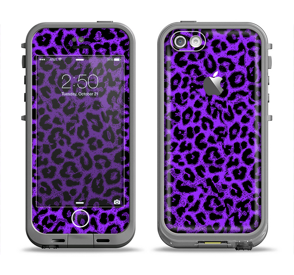 The Vibrant Violet Leopard Print Apple iPhone 5c LifeProof Fre Case Skin Set
