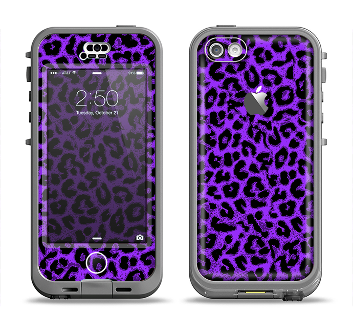 The Vibrant Violet Leopard Print Apple iPhone 5c LifeProof Nuud Case Skin Set
