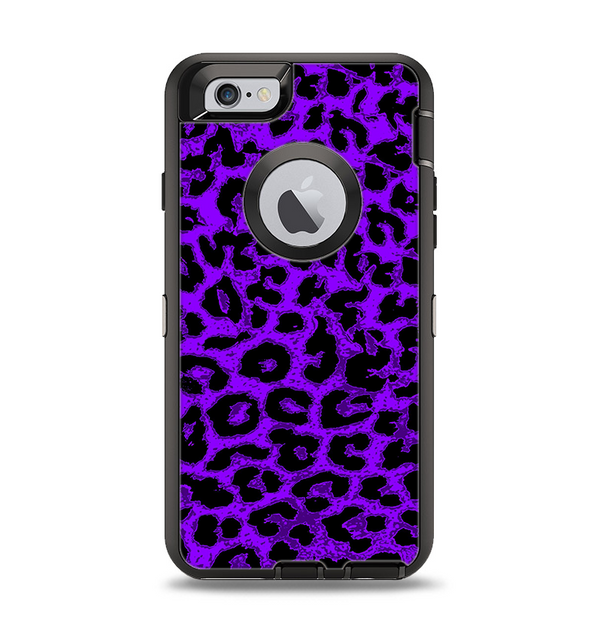 The Vibrant Violet Leopard Print Apple iPhone 6 Otterbox Defender Case Skin Set