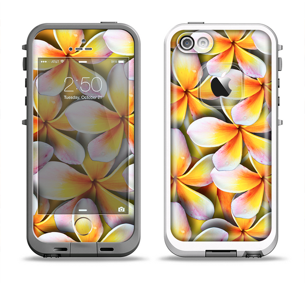 The Vibrant Yellow Flower Pattern Apple iPhone 5-5s LifeProof Fre Case Skin Set