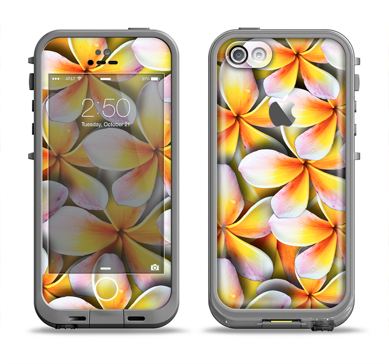 The Vibrant Yellow Flower Pattern Apple iPhone 5c LifeProof Fre Case Skin Set