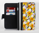 The Vibrant Yellow Flower Pattern Ink-Fuzed Leather Folding Wallet Credit-Card Case for the Apple iPhone 6/6s, 6/6s Plus, 5/5s and 5c