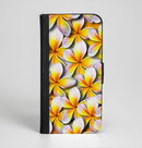 The Vibrant Yellow Flower Pattern Ink-Fuzed Leather Folding Wallet Case for the iPhone 6/6s, 6/6s Plus, 5/5s and 5c