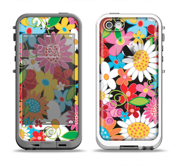The Vibrant vector Flower Petals Apple iPhone 5-5s LifeProof Fre Case Skin Set