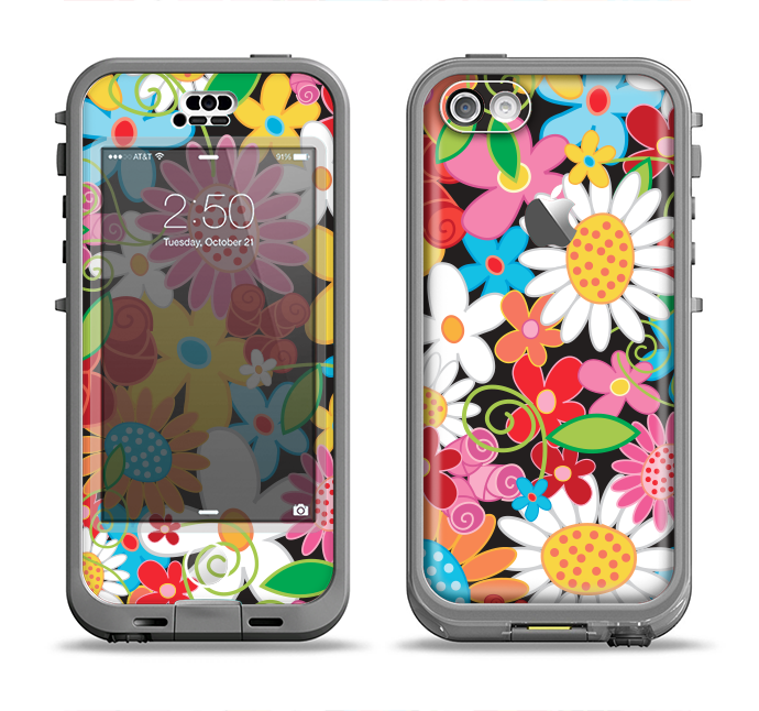 The Vibrant vector Flower Petals Apple iPhone 5c LifeProof Nuud Case Skin Set